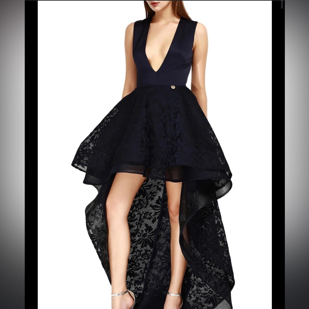 Bronx and Banco Navy High Low Gown - Picture 2 of 6
